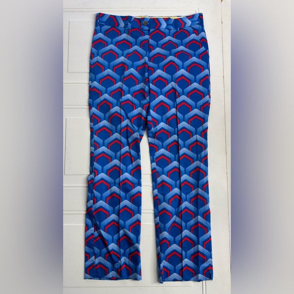 Loudmouth Golf Other - Loudmouth Golf Men’s Sz 32x32 Blue Red Geometric Cotton Pants Trousers NWOT